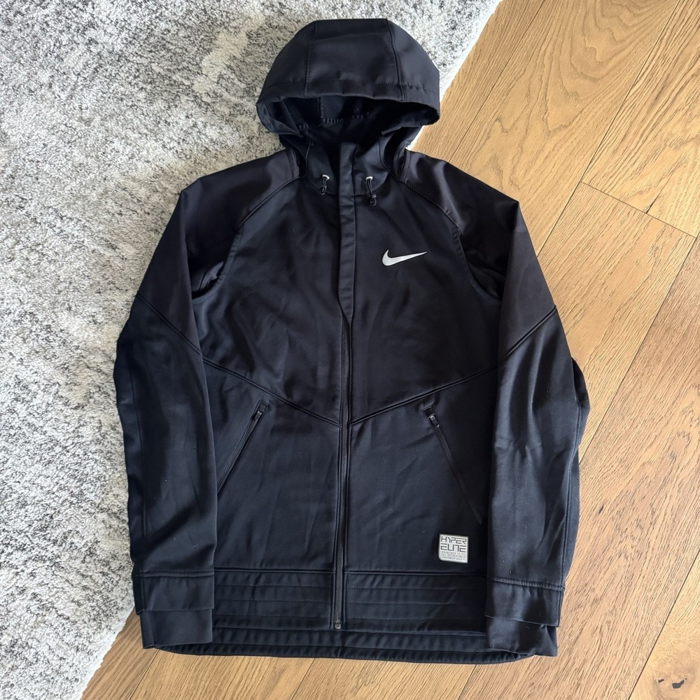 Nike Hyper Elite Therma-FIT Full Zip Jacket Mens Medium Black Hooded  851962-010
